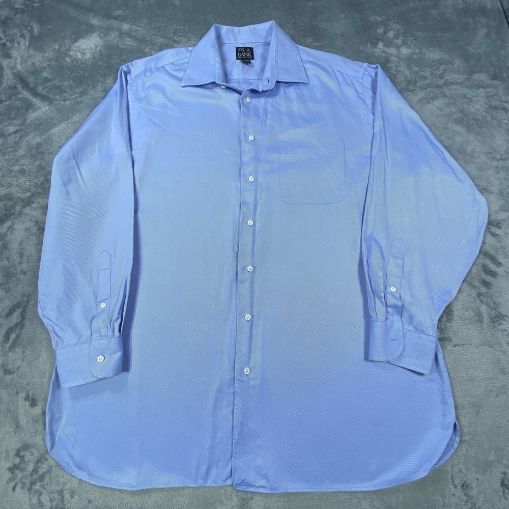 Vintage Jos. A. Bank Shirt Button Down Mens 17 34/35 2XL Blue Twill All Cotton